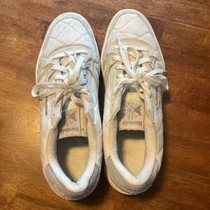 Quilted White Reebok Sneakers, Men’s size 13